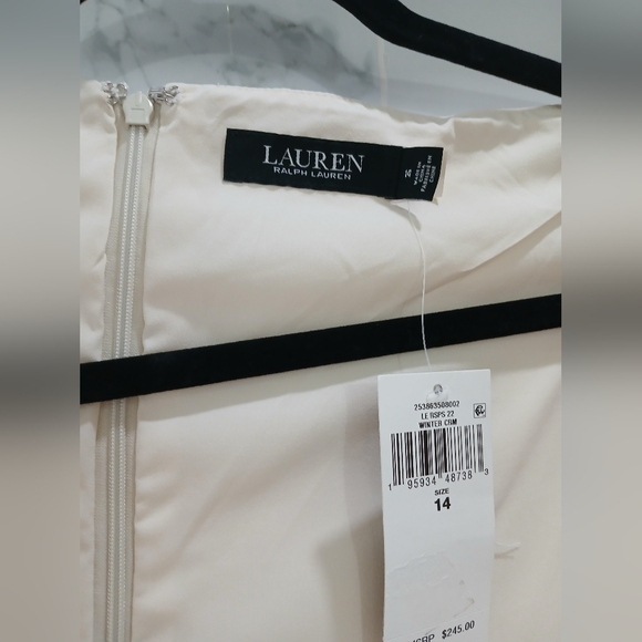 NWT Lauren Ralph Lauren Women's Crepe Off-the-Shoulder Side-Slit Column Gown 14 - Picture 16 of 16